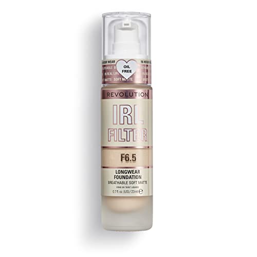 Makeup Revolution, IRL Filter Longwear Foundation, Medium to Full Coverage, F6.5, 23ml