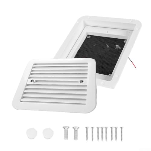 Honseadek Ventilador de ventilación lateral RV con salida de aire de rejilla para una disipación eficiente del calor, fuente de alimentación de 12 V para RV, caravana, remolque, barco y yate de