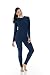 Thermajane Women's Ultra Soft Thermal Underwear Long Johns Set with Fleece Lined (Small, Navy)