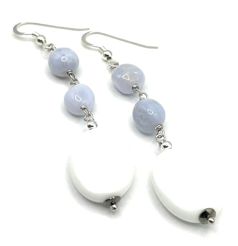 Boucles d'oreilles chalcédoine de haute qualité et gemmes d'agate