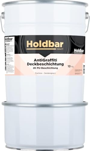 Holdbar Anti Graffiti Deckbeschichtung Seidenglanz 10 Kg - Anti-Graffiti Schutz - Macht Graffiti Entfernbar - Graffitischutz für Fassade, Glasklare, Unsichtbare Anwendung