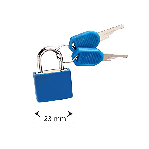Multicolor Small Brass Padlocks Plastic Padlock with 2 Keys for Toolbox Bag Luggage Diary(Dark Blue) - Image 2