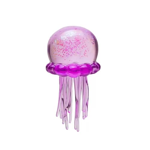 Sparkling Jellyfish Sensory Stress Relief Tool with Flexible Tentacles - Premium Soft TPR Hand Squeezer for Focus & Relaxation - Aesthetic Shimmering Desk Gadget & Adult Anxiety Solution (purple)