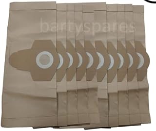 bartyspares 10 x Dust Bags For Titan Screwfix Ttb350vac 1300w 16ltr Wet & Dry Vacuum Cleaner