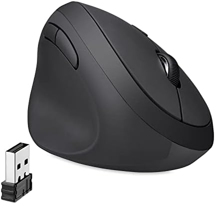 Perixx PERIMICE-719L Wireless Left-Handed Vertical Mouse – Compact Ergonomic Design with 3 DPI Levels (800/1200/1600), Silent 6-Button Control & Nano USB Receiver – Ideal for Small Hands and Travel