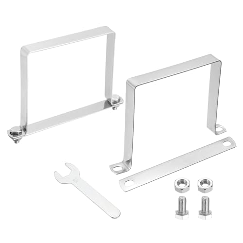 QUARKZMAN 2Pcs Attache En U Pour Tube Carre, 120x120mm Support En U En Acier Inoxydable 304 Collier De Serrage Carre Avec Plaque De Boulon Ecrous Et Clé Pour...