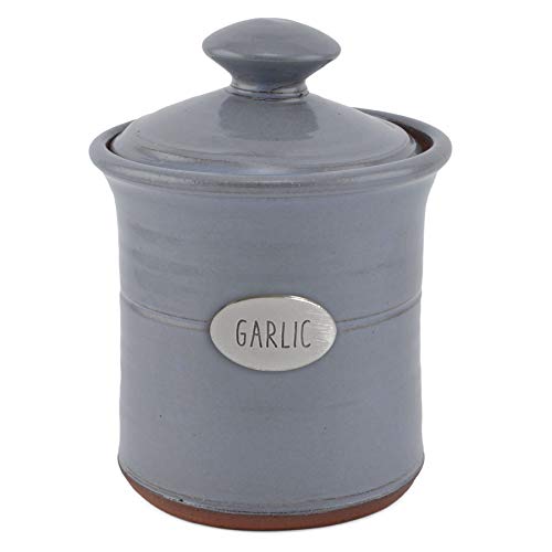 Oregon Stoneware Studio Garlic Keeper, Handmade American Pottery, Light Blue