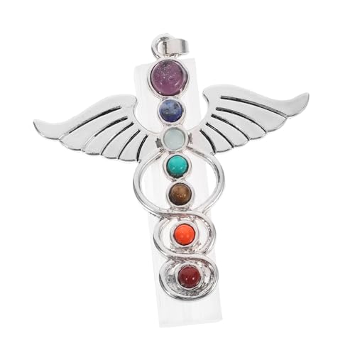 Anneome Kristallsäulendekor Sechseckiger Kristall Engelsflügel Quarzkristallornament Kristallstein Schmuck Anhänger