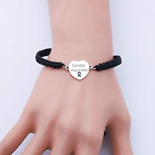 Image of CENWA Epilepsy Purple Ribbon Adjustable Bracelet Epilepsy Awareness Gift Purple Awareness Epilepsy Survivor Jewelry
