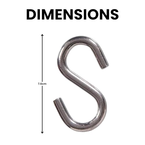 Image of Stainless Steel S Hook - Heavy-Duty Hanging Hook - Rustproof Multipurpose Use - Silver - 3 Inch (Pack of 4)