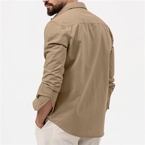 Mens Long Sleeve Safari Shirts Casual Loose Tactical Cargo Work Shirts Outdoor Lightweight Button Down Hiking Travel Shirts4