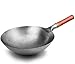 gyl Wok Artisanal Traditionnel,Wok Antiadhésif,Pan en Fonte,Cuisine avec Marmite sans Revêtement Wok,Fer à Repasser Wok,32cm
