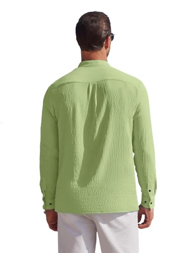 Image of Men's Regular Fit Solid Popcorn Full Sleeve Regular Fit Short Kurta | Solid Pattern Mandarin Collar Straight Kurta