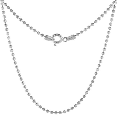 Sterling Silver Faceted Pallini Bead Ball Chain Necklaces & Bracelets 1.8mm Nickel Free Italy 7-30 inch