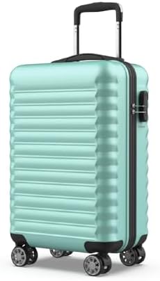 NUMADA - Upfly ABS Cabin Travel Suitcases with Combination Lock and 4 Double 360 Wheels. Durable Rigid Suitcase, Lightweight with Compartment Interior, 3. Mint Green, Cabin (S)