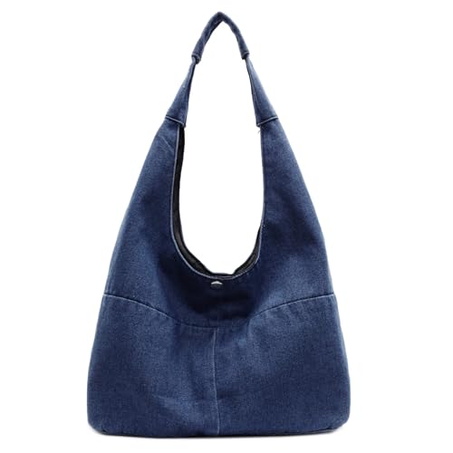 Vintage Grunge Tote Bag Y2K Canvas Bag for Women Men, Denim Crossbody Hobo Shoulder Bag Retro Unisex Bag