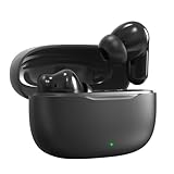 Fone De Ouvido Bluetooth Sem Fio 5.3 Compatível iPhone Android, Modo de Fone Ouvido único e Dois Com Microfone, 360 Estéreo Graves Potentes Para Trabalho Academia Corrida Musica Jogo e Game, Preto