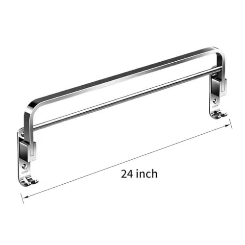 Image of SUNDRY Stainless Steel Double Towel Bar, Wall Mounted, Chrome Finish, Modern Bathroom Chrome Finish Bathroom Accessories Hanger Hardware