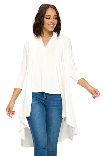 Image of Women's 3 /4 Sleeve Soft Open Front Casual Flowy Long Viscose Made from Bamboo Cardigan
