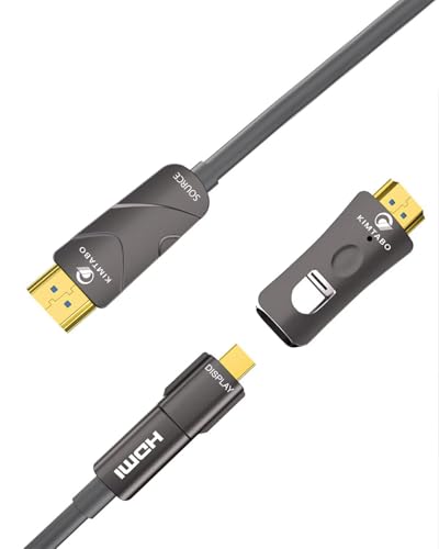 Image of Fiber Optic HDMI Cable (HDMI 2.0, 18Gbps), Long HDMI Cable in Wall 150 ft, Ultra High Speed 4K 60Hz 444 with Micro and Standard HDMI Connector, HD,HDR10,ARC,3D,Slim for Laptop,PS4, Projector