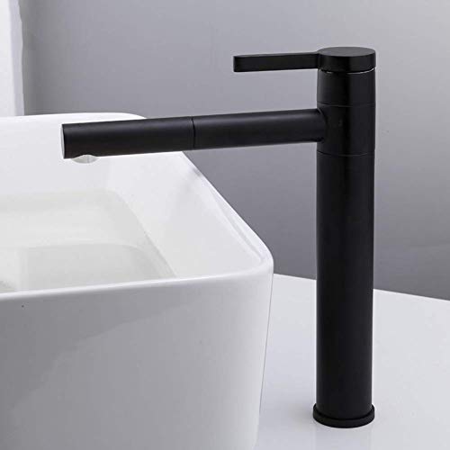 Robinet de salle de bain noir LWX mitigeur eau chaude et froide mono-commande solide pour vasque