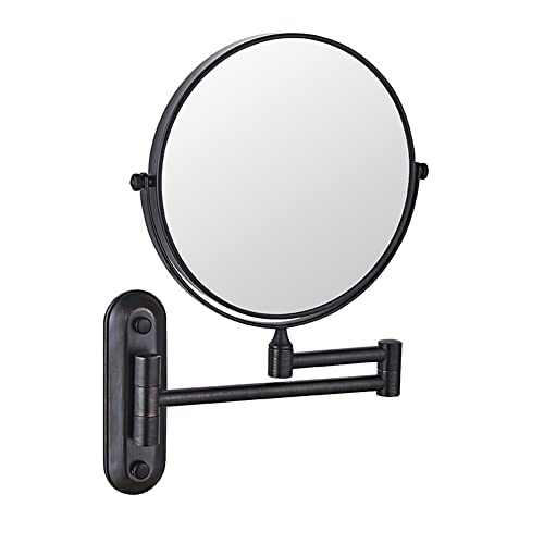 Beauty Mirror,10X Hotel Bathroom Wall Mounted Makeup Mirror, 8 Inch Extendable Mirror Foldable Telescopic Magnifying Double-Sided Shaving Mirror for Bathroom Vanity Asia Black 6 inches 5X