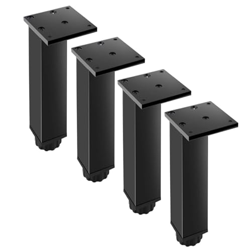 4pcs Square Metal Table Legs Height Adjustable Sofa Furniture Leg Bed Foot Made of High-Density Aluminum Alloy with Mounting Screws,25cm(9.8in)