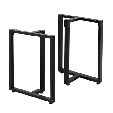 LMRSTOO Metal Table Legs, 28" H x 24" W Heavy Duty Industrial Furniture Legs for Dining, Computer, and Office Tables, 2Pcs Black Desk Cover