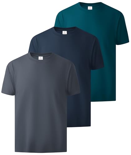ZITY T Shirts for Men 3 Pack Cotton Crew Neck T-Shirts Short Sleeve Oversized Basic Tee Breathable Lightweight S-3XL S