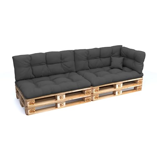 POKAR Palettenkissen Wasserabweisend Palettenauflagen Palettenmöbel Palettensofa 6er Set: Sitzkissen 120x80 + Rückenlehne 120x40, Anthrazit