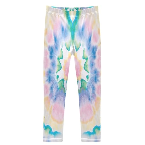 Girls' Leggings Ankle Length Printed Leggings Tie Dye Rainbow Paint Soft Comfortable Pants for Kids 4-10 Years