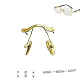 Glasses Nose Pads Arm Replacement Metal Nose Bridge Eyeglasses Parts Replacement Repair Kits(Gold)