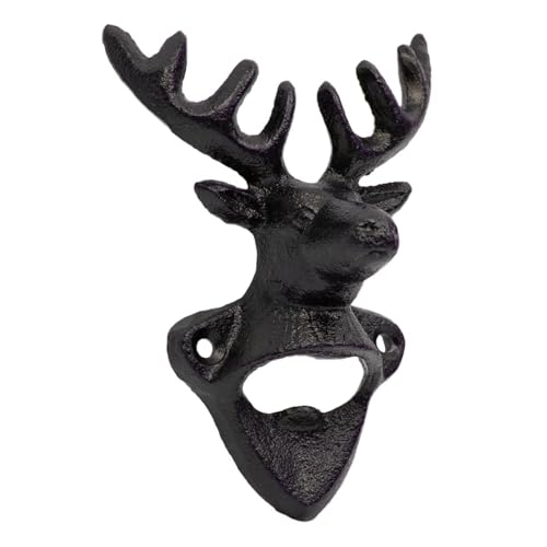 Enwye Apribottiglie da Parete a Forma di Testa di Cervo, Apribottiglie in Ghisa Rustico Vintage Antico per Coca-Cola/Bevande, Regalo Originale