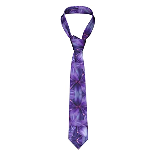 OGNOT French Poodle Pattern Tie, Holiday Funny Ties For Men, Great For Weddings Groom Groomsmen Missions Dances Xmas Gifts, Purple Lily Flowers, One Size
