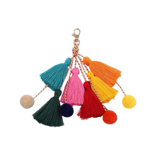 BEAMARKER Colorful Tassel Keychain Bohemian Cute Tassels Bag Charm Pom