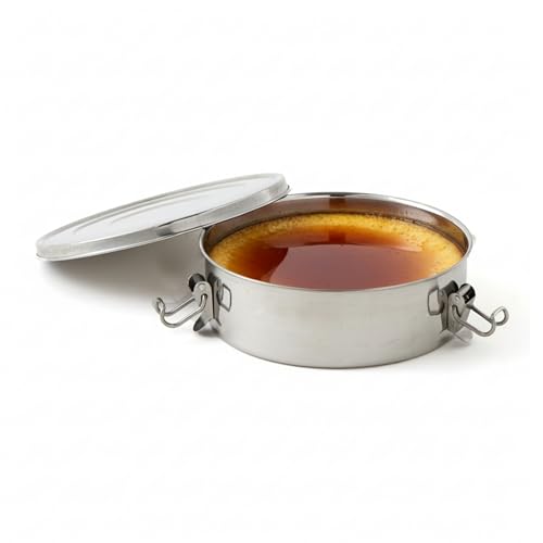 IMUSA 8.3in Stainless Steel Flan Mold with Lid, Round Baking Pan for Flan, Cheesecake, and Desserts, Silver  
