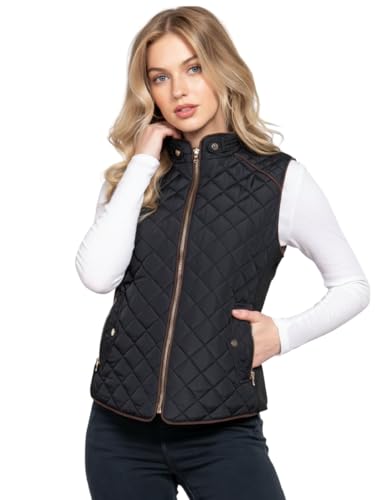 NE PEOPLE Womens Lightweight Quilted Zip Vest, Medium, NEWV40BLACK