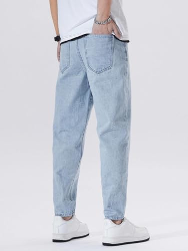 Image of Men's Slim Relaxed Fit Mid Rise Tapered Fit Non-Stretch Denim Jeans | Cotton Blend Casual 5 Pocket Denim Jeans for Men