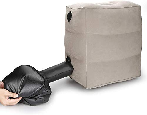 JUNSHUO Oreiller de Voyage Gonflables Repose-Pieds Portatif, Multi-Fonctionnelle, Trois Tailles Réglable, Facile et Compact pour Les Enfants et Les Adultes dans la Voiture, Le Train, l'avion-Gris Cover
