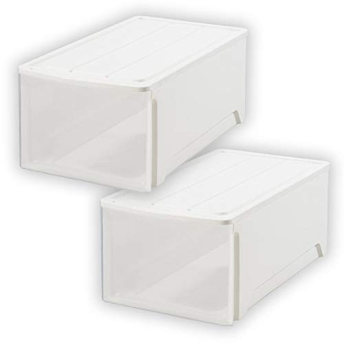 サンカ 衣装ケース 押入れ 用 30 ホワイト/シボ色 【2個組】 (幅39x奥行74x高さ30cm) グローブ ABGBO-30WH-2P 日本製