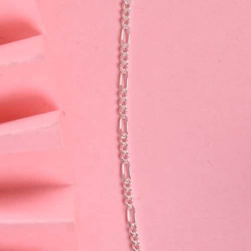 Image of Clara 925 Sterling Silver Figaro Chain Necklace in 18 inches |Gift for Women and Girls| With Certificate of Authenticity and 925 Stamp