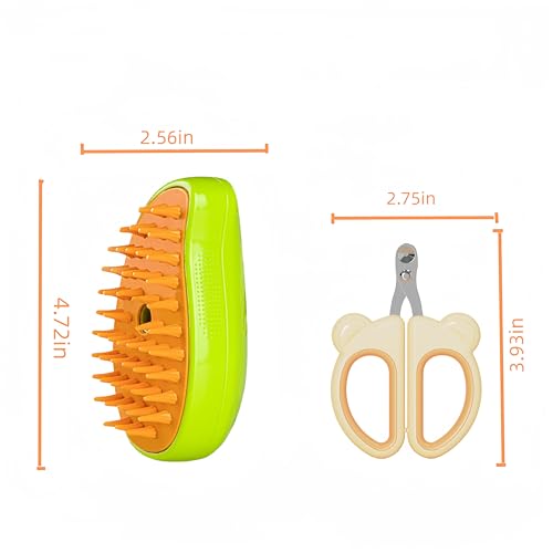SVIEILLES Kit de toilettage 3 en 1 pour chat - Brosse vapeur auto-nettoyante - Coupe-ongles pour chat - Élimine les poils emmêlés et les massages (brosse verte pour chat + coupe-griffes pour chat) – vue 7