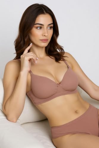 Image of Zivame Padded Non Wired 3 /4Th Coverage T-Shirt Bra - Skin
