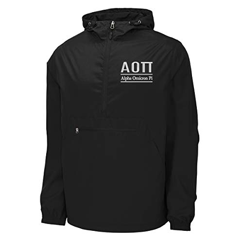 Sorority Letters Shop Alpha Omicron Pi Windbreaker - Anorak Pullover Jacket - Quarter Zip