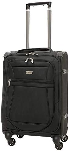 Aerolite Reinforced Super Strong and Light 4 Wheel Lightweight Carry On Hand Cabin Luggage Suitcase, Approved for Ryanair, easyJet, British Airways, Virgin Atlantic and Many More (Black)