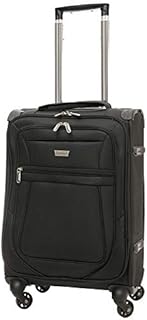 Aerolite Reinforced Super Strong and Light 4 Wheel Lightweight Carry On Hand Cabin Luggage Suitcase, Approved for Ryanair, easyJet, British Airways, Virgin Atlantic and Many More (Black)