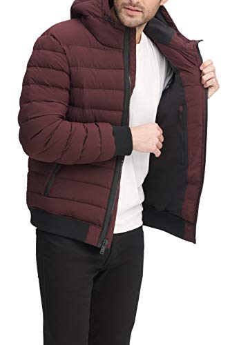 Image of DKNY Men's Quilted Performance Hooded Bomber Jacket