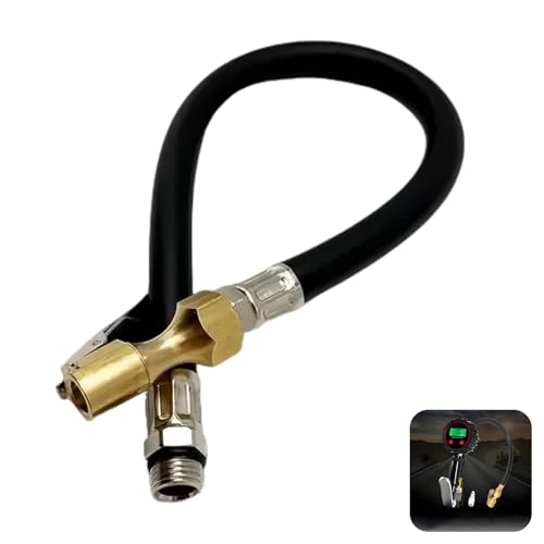 Larebidtex Tuyau d'air Flexible en Caoutchouc de 26 Pouces pour Gonflage de Pneus de Vélo et Moto, avec Doublure en Laiton et Clip de Valve, Adaptateur...