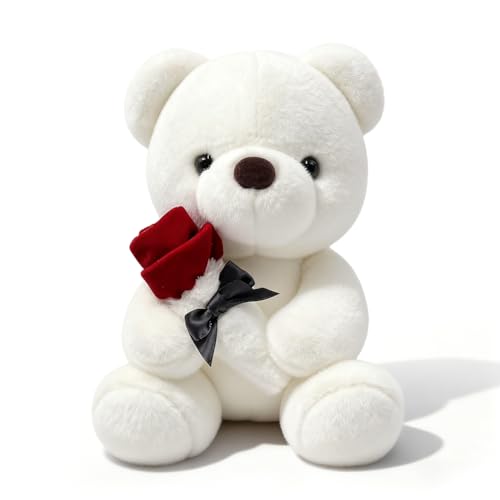 Fouvin Oso de Peluche con Rosa Regalo Emotivo de 23cm - Peluche Suave Decoración Habitación, Regalo Original para Mama, Niñas, Cumpleaños y San Valentín Fouvin Oso de Peluche con Rosa Regalo Emotivo de 23cm - Peluche Suave Decoración Habitación, Regalo Original para Mama, Niñas, Cumpleaños y San Valentín