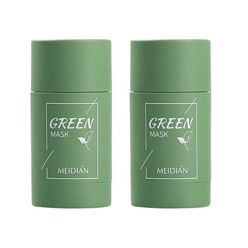 Green Tea Purifying Clay Mask, Face Moisturizes Oil Control, Deep Clean Pore, Improves Skin,for All Skin Types Men Women (2PCS-GREEN)